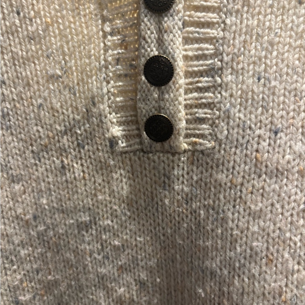 CJ Banks Cream Knit Henley Sweater - Picture 3 of 4